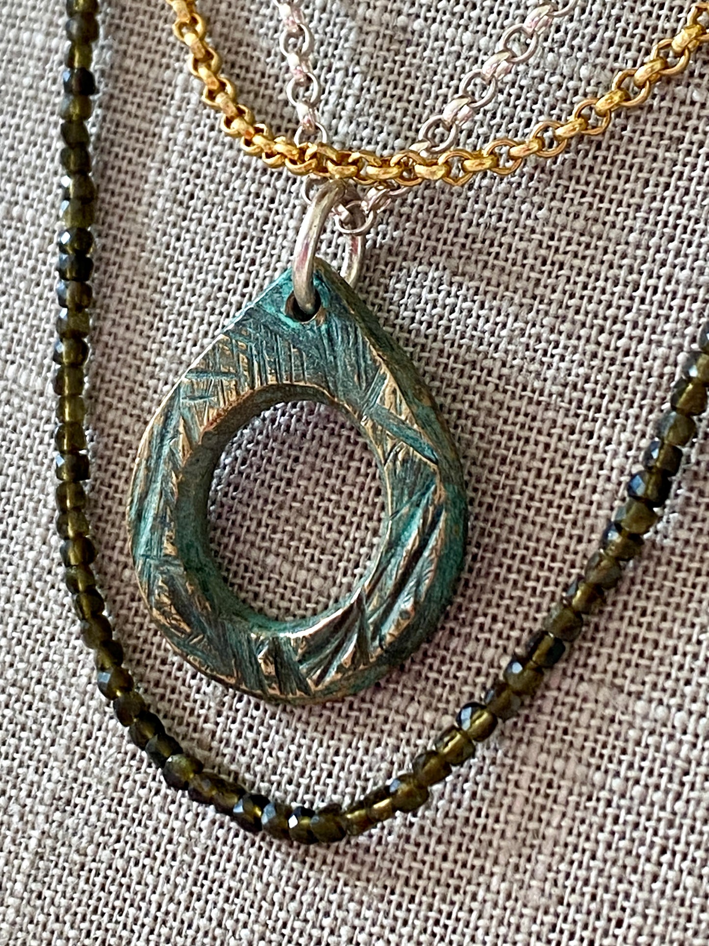 bronze teardrop pendant